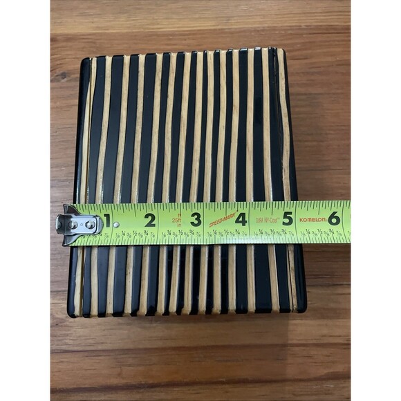 Decorative Artisan Zebra Wood Ribbed Wavy Texture High Gloss Keepsake Box 5x6x2 - Picture 9 of 11